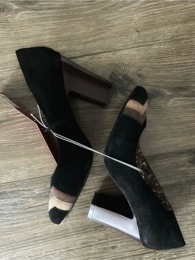 NWT Missoni For Target Limited Edition Black Suede Pumps with Brown Chevron